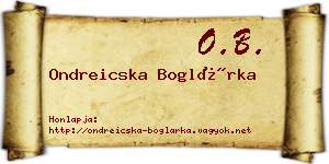 Ondreicska Boglárka névjegykártya
